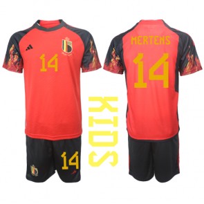 Belgien Dries Mertens #14 kläder Barn VM 2022 Hemmatröja Kortärmad (+ korta byxor)